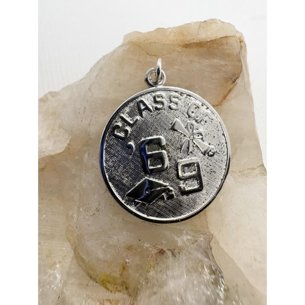 Vintage Wells Sterling Silver Class of‎ 69 Graduation Charm Diploma Cap Pendant